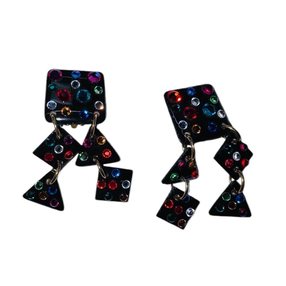 MAM VINTAGE 80’s BLACK WITH MULTICOLORED RHINESTONES ONE OF A KIND DALLAS TEXAS
